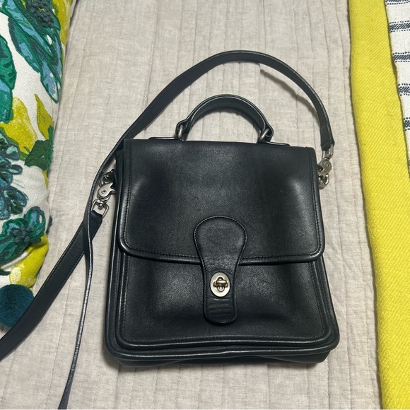 Vintage‎ COACH 100% Leather Satchel Purse Handbag Crossbody bag tote black - Picture 6 of 16